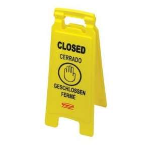 Floor Safety Signs   2 sided floor sign w/multi lingual closed impr