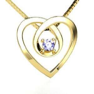 Infinite Heart Pendant, 14K Yellow Gold Necklace with Tanzanite