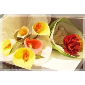  Crepe Paper Flowers calla Lily in Peach