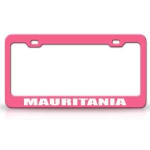 MAURITANIA Country Steel Auto License Plate Frame Tag Holder, Pink 