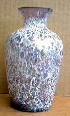 Amethyst Art Glass Vase White Mottled Overlay  