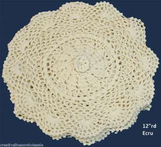12 Round Beige Cotton Crochet Lace Doily, 12PCS (1DOZ)  