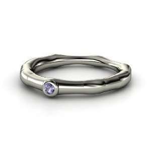  Bamboo One Stone Ring, Sterling Silver Ring with Iolite Jewelry