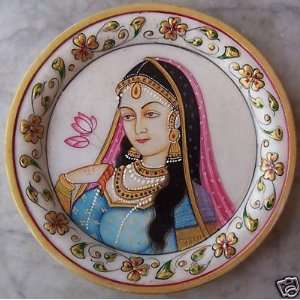 Lady Enjoying Flower, Painting on Marble Plate, Art Crafts 
