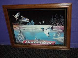   Budweiser Beer Mirror Mallard Ducks Bar Pub Sign Hunting Waterfowl
