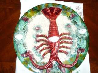 Antique Portuguese Majolica Lobster Platter  