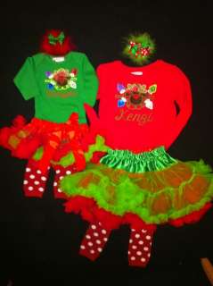 Reindeer with lights christmas girls, toddler, baby outfit set  