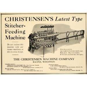 1922 Ad Christensen Machine Co. Stitcher Feeding WI   Original Print 