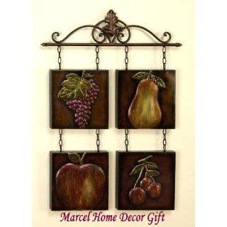Ceramic Fruit Kitchen Wall Decor Set of 3 Wall Plaques  