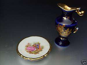 LIMOGES Porcelain Miniature Plate + Chipped Vase  