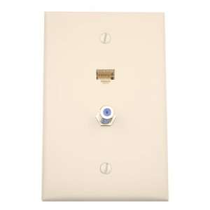 Leviton 5EA20 M2T QuickPlate, 1 Data Port, and 1 F Connector, Light 