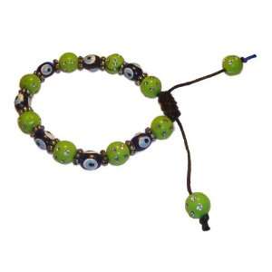  Green Evil Eye Bracelet with Adjustable String