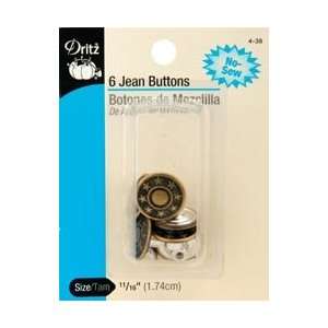  Dritz No Sew Jean Buttons 5/8 6/Pkg Antique Brass 4 38; 6 