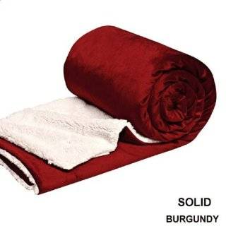 Queen Blanket Sumptuously Soft Plush Faux Fur Burgundy Borrego 