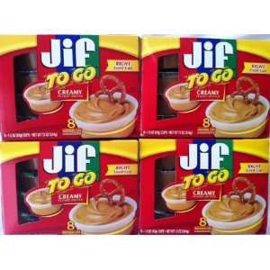 Jif to Go Creamy Peanut Butter, 8 Single 1.5 Oz. Cups (Pack of 4 