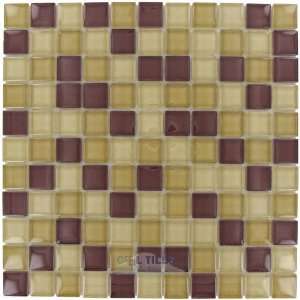 Optimal tile   1 x 1 glossy thick glass mosaic in natural blend