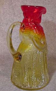 Kanawha Toby Amberina Red Amber Glass Syrup Pitcher  