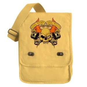  Messenger Field Bag Yellow Live Fast Die Young Skull 