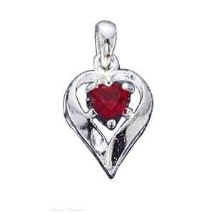  Sterling Silver July Birthstone Heart Charm Arts, Crafts 