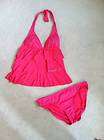 Ruched Kenneth Cole Reaction Ruffle Swimsuit Tankini Hot Pink Size S M 