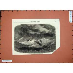  1868 French Frigate Junon Ship Cyclone Malabar Storm
