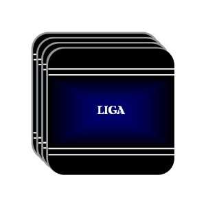 Personal Name Gift   LIGA Set of 4 Mini Mousepad Coasters (black 