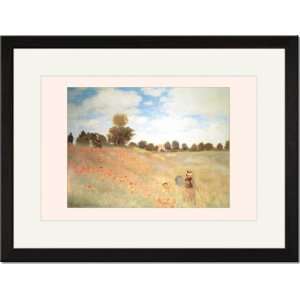 Black Framed/Matted Print 17x23, Les Coquelicots