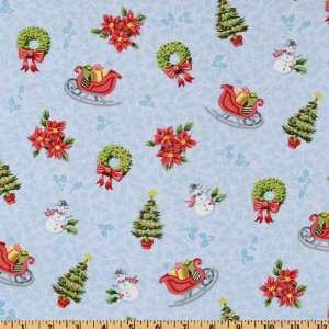  44 Wide Tis the Season Christmas Toss Blue Fabric By The 