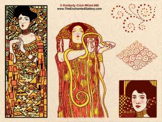 Gustav Klimt Art Deco Vintage Women Spiral Rubber Stamp  