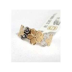 CHILDS 18K SKILLUS 2 TONE GOLD FLOWER BAND RING SIZE 3, LEAD & NICKEL 