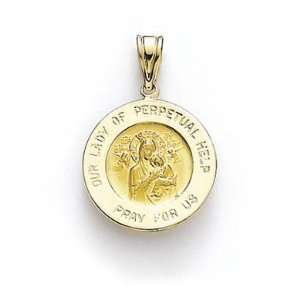  14k Round Perpetual Help Medallion Pendant   JewelryWeb 