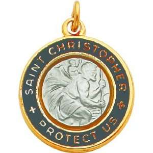  Sterling Silver Resin Saint Christopher Medal Jewelry