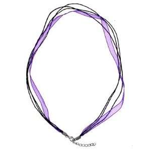   Fuchsia Organza Ribbon and Cotton Cord Necklace Arts, Crafts & Sewing