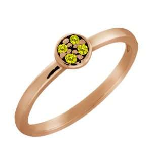    Round Canary Diamond Gold Plated Sterling Silver Ring Jewelry