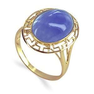  14 KT Yellow Gold Purple Jade 14K Oval Ring Size 7 