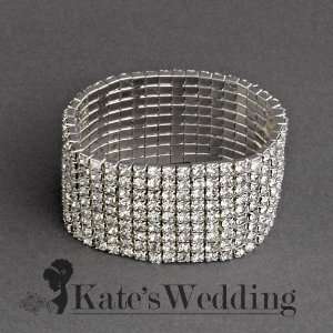   Bracelet 9 row Silver Tone   Ideal for Wedding, Prom, Party or Pageant
