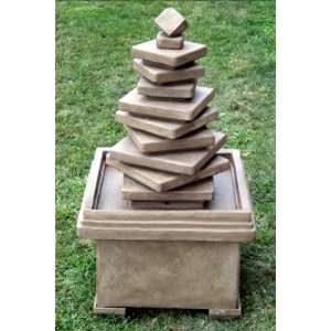   Concrete Stacked Slate Square Outdoor Garden Water Fountain Patio