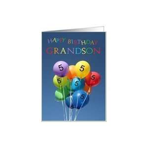  5th Birthday Card for Grandson colored balloons Card Toys 