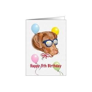  Happy Birthday, 5th, Dog, Balloons Card Toys & Games