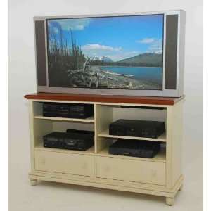 Solid Wood 56 TV Console by GS Furniture   Buttermilk/Dark Walnut 