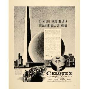  1939 Ad Celotex Acoustical Materials Sound Noise Quiet 