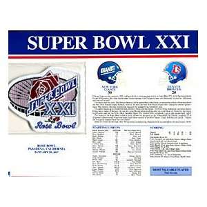  Super Bowl 21 Patch and Game Details Card Sports 