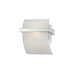   Wall Sconce in Chrome with Silk Screen White with Etched Linen glass