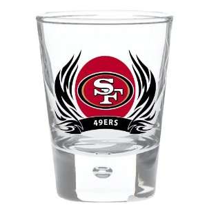  San Francisco 49ers 2 oz Round Shot Glass Tribal Flames 