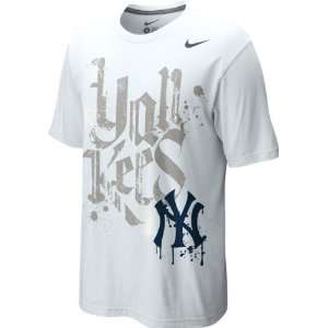  New York Yankees Nike White Tonal Graphic T Shirt Sports 