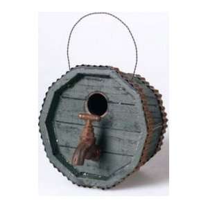  Green Barrel Birdhouse with Spigot 