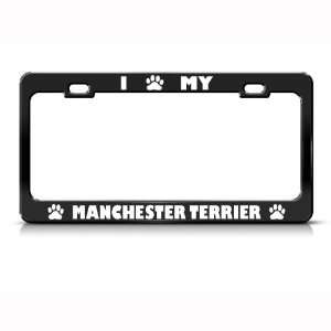 Manchester Terrier Dog Dogs Black Metal License Plate Frame Tag Holder