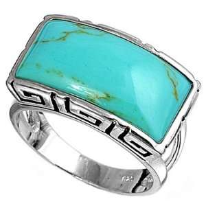   12mm Rectangular Turquoise Stone Ring (Size 5   9)   Size 5 Jewelry