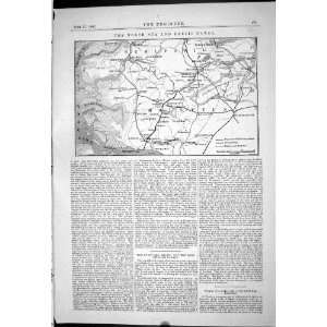  1887 Antique Map North Sea Baltic Canal Neumunster Husum 