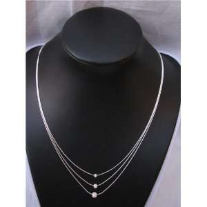   Silver 925 3 Stardust Round Ball Chain Necklace 